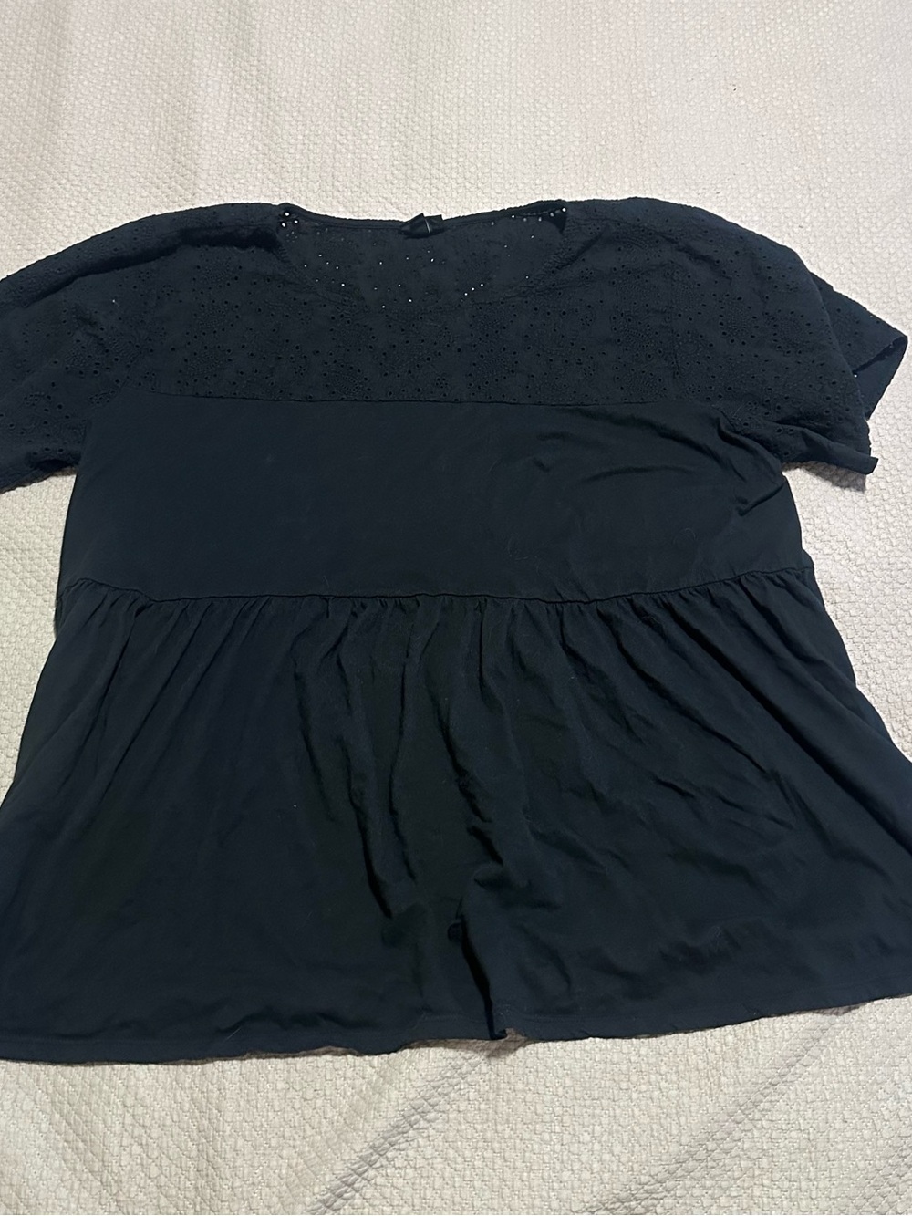 Women’s plus size 2 torrid Black Eyelet Yoke Babydoll Top